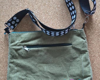 Shoulder bag corduroy with embroidery and lining