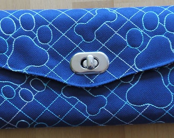 Handmade Single Piece Wallet Ladies Women's Wallet Waiter Wallet Motif Dog Paws Bones