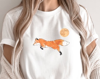 Fox moon shirt, Fox Shirt, Cute Fox Shirt, Animal Lover Unisex shirt, Gift for her, Trendy Shirt, Best friend gift
