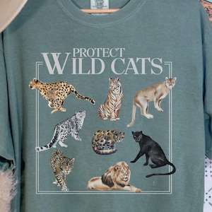 野生猫を守るシャツ、野生猫保護 T シャツ、野生猫 T シャツ、大型猫愛好家 T シャツ、野生動物保護 T シャツ、野生猫保護 T シャツ