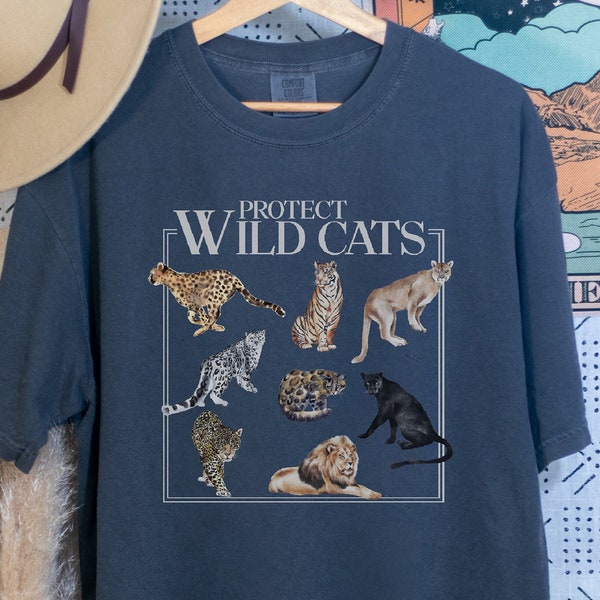 Bescherm wilde katten shirt, Wildcat Conservation t-shirt, Wildcat Tee, Big cats Lover Tee, Wildlife Conservation Tee, Wildcat instandhouding tee