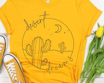 Camisa del desierto, plantas de cactus, camisa de Sonora, camisa de cactus, camisa de aventura, camisa de Arizona, camisa de escena de cactus, camisa de mujer, amante del desierto, camiseta