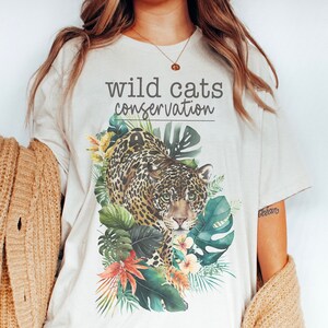 野生猫保護 T シャツ、野生猫グラフィック T シャツ、野生猫保護、ジャガー保護 T シャツ、大型猫愛好家へのギフト、野生動物シャツ