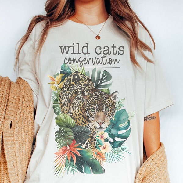 Wild Cat Conservation Tee, Wild Cat Graphic Tee, Wild Cat Conservation, Jaguar Conservation Tee, Cadeau voor liefhebbers van grote katten, Wildlife shirt