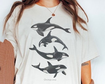 Killer Whale shirt, Whale watching shirt, Orcinus Orca shirt, Orcinus Orca, Marine Biologist shirt, watercolor Orca tee, Killer Whale Art