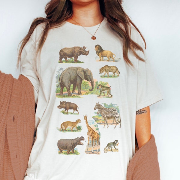 Vintage Jungle Animals Shirt, Jungle Animals Shirt, Vintage Shirt, Africa Shirt, Jungle tshirt, Safari T-shirt, Vintage Graphic Animal