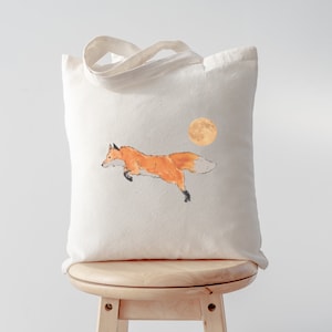 Fox Tote Bag, Cute Fox Tote Bag, Watercolor Fox Tote Bag, Gift for her, Girlfriend Gift, Artsy Tote Bag, Aesthetic Tote Bag, Fox Lover Gift