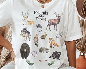 Woodland Animals, Wildlife Lover Shirt, Forest Animals, Wildlife Lover Shirt, Vintage shirt, Forest Animal Shirt, Cottagecore, Vintage Gift