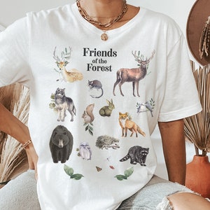 Woodland Animals, Wildlife Lover Shirt, Forest Animals, Wildlife Lover Shirt, Vintage shirt, Forest Animal Shirt, Cottagecore, Vintage Gift