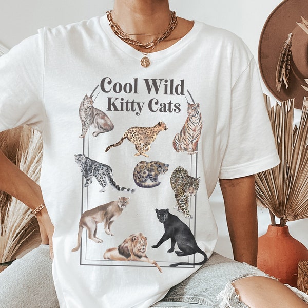 Wild Cats Shirt, Cat Shirt, Wildlife Shirt, Vintage Cat Shirt, Cool Cats and Kittens Shirt, Cat Lover Shirt, Cat Gift, Distressed Cat Shirt