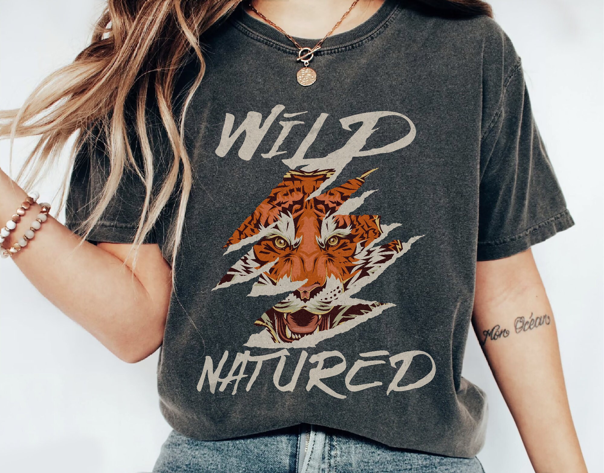 Wild natured tee, retro tiger design, 90's style shirt, grunge tiger tee, aesthetic tiger tee, hipster tiger tshirt, vintage tiger tshirt