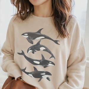 Killer whale crewneck sweatshirt, Orca whale sweatshirt, Marine biologist gift, Animal gift, Watercolor orca crewneck, whale gift, wildlife