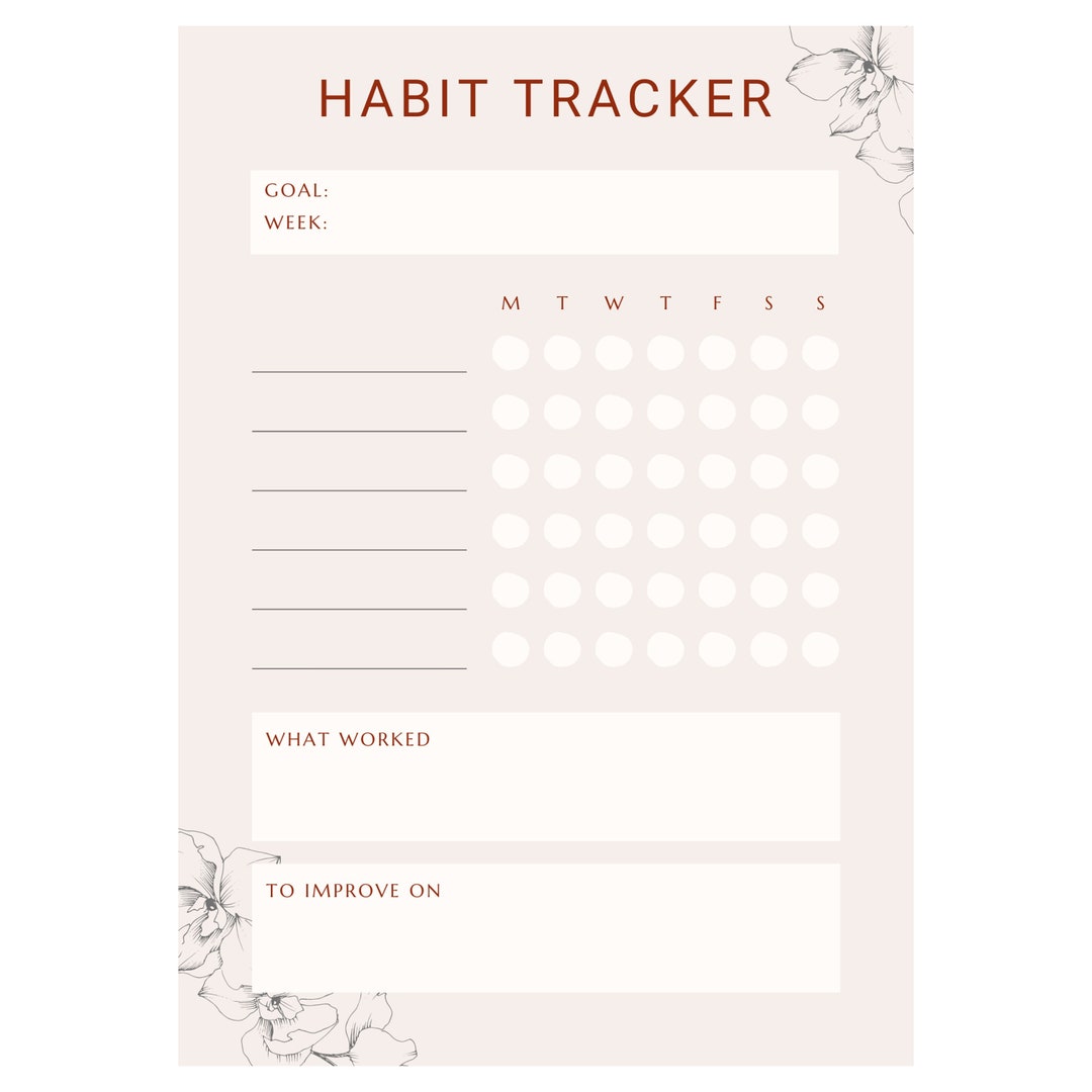 Habit Tracker Download Printable Weekly Tracker Goal Setting Planner - Etsy