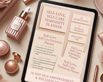 Vrouwelijke planners voor zelfliefde met affirmaties | Journaalprompts | In de spotlight | Glow op een vrouwelijke manier (digitale download)