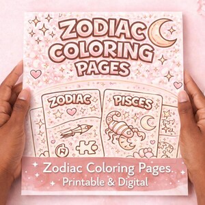 Zodiac Coloring Pages | Soft Street Feminine Astrology Coloring Book | Printable & Digital Coloring | 12 Zodiac Signs image 5