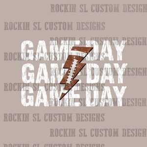 Distressed Game Day Football lightning bolt - Digital File - PNG