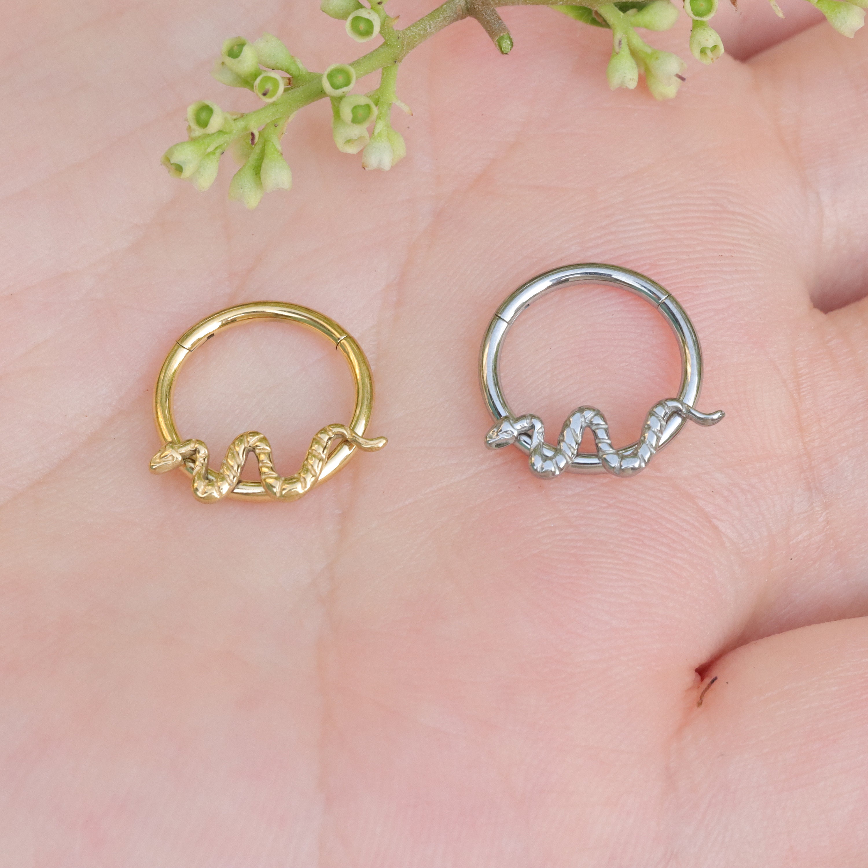 16G Snake Septum Clicker Snake Cartilage Earring Hinged Daith