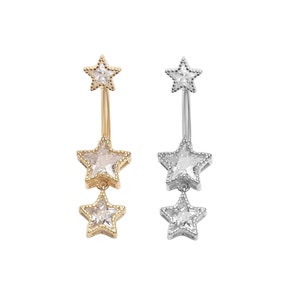 14G Surgical Steel Star Belly Button Ring/ Star Dangle Belly - Etsy