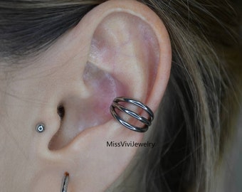 16G Titanium Triple Cartilage Earring Hoop/ Conch Earring Hoop/ Conch Piercing Jewelry/ Gold Conch Hoop/  Conch Piercing Ring 1.2*8/10/12mm