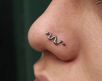 20G/18G 316L Steel Snake Nose Stud, L-shaped Nose Ring, Surgical Steel Snake Nose Stud, L Bend Nose Stud, Nose Piercing, Snake Piercing