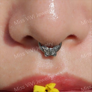 16G Implant Grade Titanium Moth Septum Clicker/ Titanium Nose Ring/ Butterfly Septum Hoop/ Hinged Septum Ring/ Daith Earring 1.2*8mm/10mm