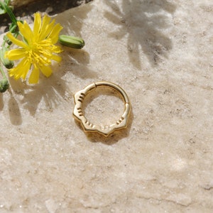 16G 316L Acero Flor Septum Clicker / Anillo de tabique con bisagras / Anillo de tabique de acero / Perforación de tabique de oro / Aro de tabique plata 1.2 8/10 mm Plata Oro imagen 6