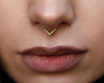 Anneau de septum en forme de V opale en acier 16G 316L/ Clicker de septum d’opale/ Cerceau de boucle d’oreille d’opale Daith/ Anneau de septum articulé/ Anneau de septum / Piercing de septum