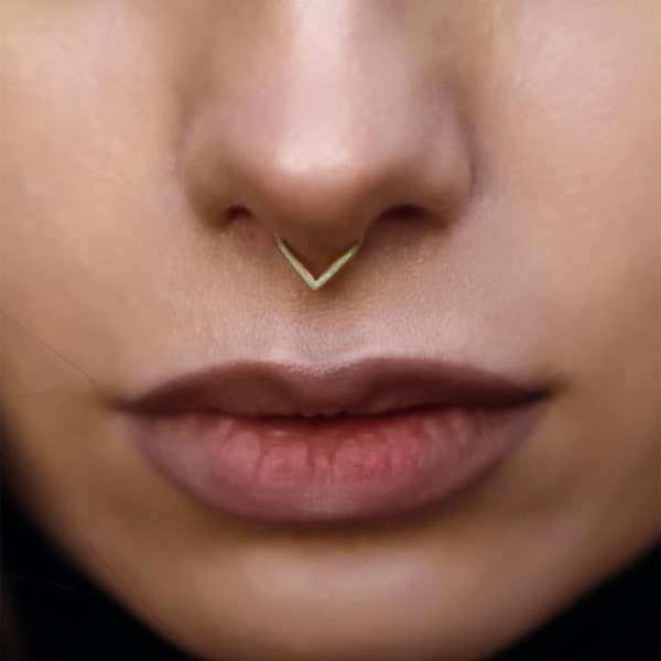 Anneau de septum en forme de V opale en acier 16G 316L/ Clicker de septum d’opale/ Cerceau de boucle d’oreille d’opale Daith/ Anneau de septum articulé/ Anneau de septum / Piercing de septum