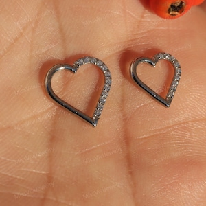 16G F136 Titanium Hinged Heart shaped Daith Earring, Titanium Jewelry, Christmas Gifts, Engagement gifts, Anniversary Gifts, Valentine's Day image 2
