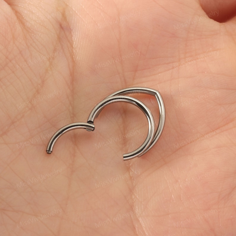 16G ASTM F136 Titan Stacked Septum Ring / Doppel Septum Clicker / Layered Septum Piercing / Silber Klapp Septum Hoop / Doppel Septum Look Silver