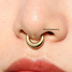 16G ASTM F136 Titanium Moon Septum Ring/ Steel Septum Clicker Hoop/ Daith Hoop Earring Silver/Hinged Septum Ring Gold 1.2*8/10mm Silver Gold