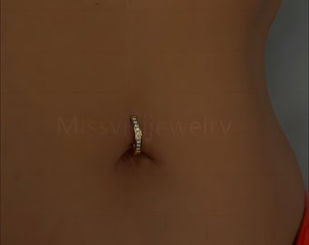 14G ASTM F136 Titanium Belly Button Clicker CZ/ Navel Clicker/ anneau de ventre léger/ Belly Hoop/ Barre de ventre incurvée articulée/ 1.6*10|12mm