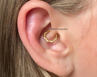 16G 316L chirurgischer Stahl Blume Daith Piercing Schmuck / Gold Diath Ohrringe / Daith Clicker Stahl / Daith Hoop / Daith Schmuck 1.2 * 8 / 10mm