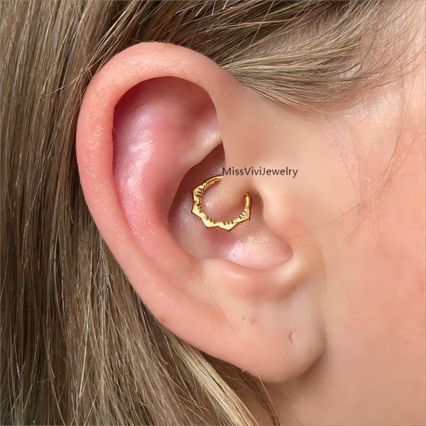 16G 316L Surgical steel Flower Daith Piercing Jewelry/ Gold Diath Earrings/ Steel Daith Clicker/ Hinged Daith Hoop/ Daith Jewelry 1.2*8/10mm