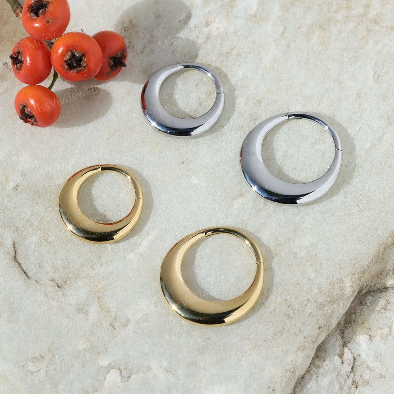 16G ASTM F136 Titan Mond Septum Ring / Stahl Septum Clicker Hoop / Daith Hoop Ohrring Gold / Klappseptum Ring Gold 1.2 8 / 10mm Silber Gold Bild 2