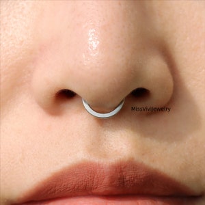 16G F136 Titanium Simple Septum Ring but impactful, Steel Septum Piercing Jewelry, Hinged Septum Hoop Clicker, Fresh Piercing Hoop1.2*8/10mm