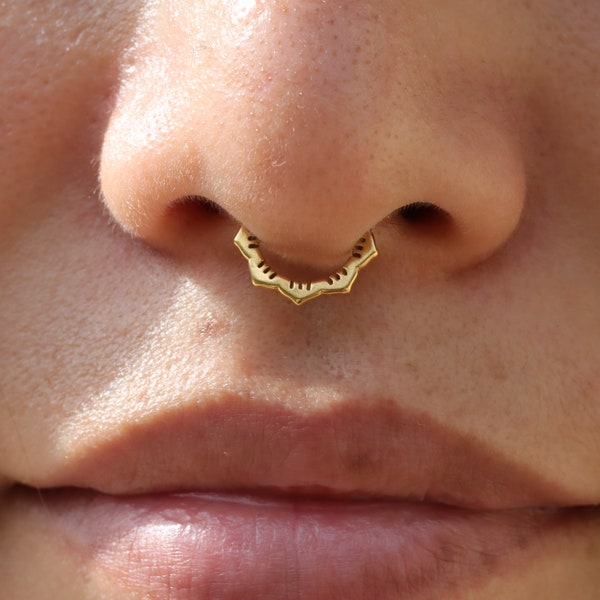 16G 316L Stahl Blume Septum Clicker / Scharnier Septum Ring / Stahl Septum Ring / Gold Septum Piercing / Septum Hoop Silber 1.2 * 8 / 10mm Silber Gold