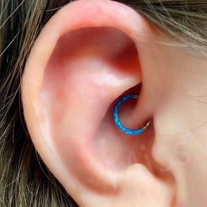 16G Implant Grade Titanium Opal Daith Hoop Earring/ Daith Hinged Hoop/ Daith Clicker Hoop/ Titanium Daith Ring 1.2*8/10mm