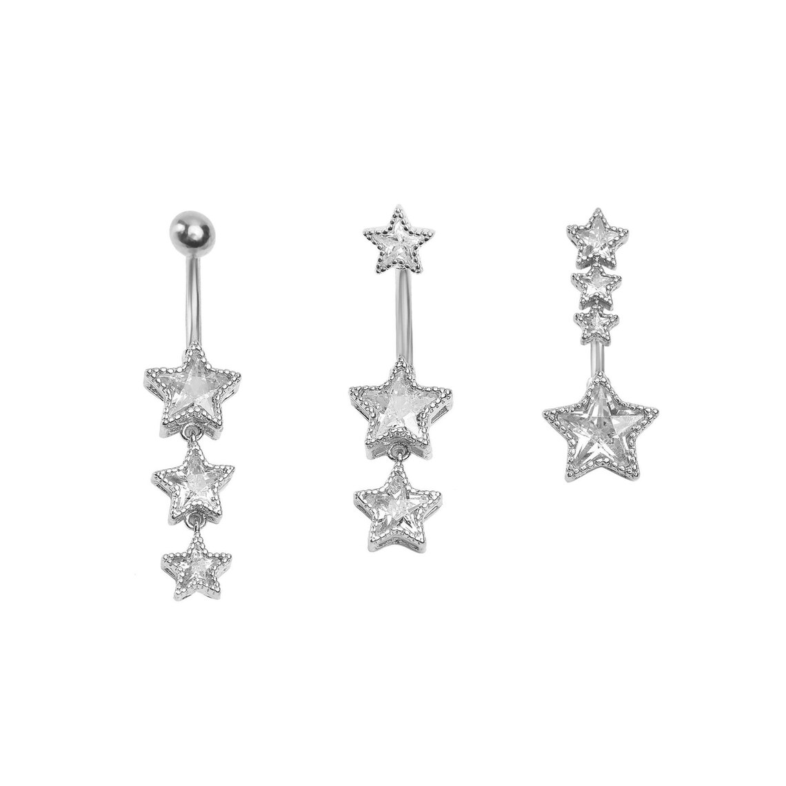 14G Surgical Steel Star Belly Button Ring/ Star Dangle Belly - Etsy