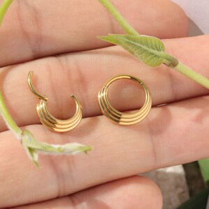 Bijoux en titane triple anneau de septum empilé/Cliqueur de septum en couches en acier chirurgical/ Créole de boucle d'oreille Daith à charnière/ Créole de cartilage 16 g 8/10 mm image 3