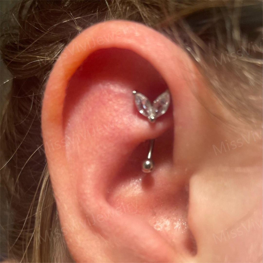 16G CZ Rook Earring Barbell/ Eyebrow Piercing Jewelry/ Curved Barbell