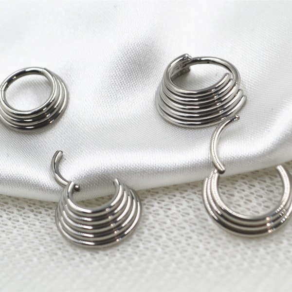 16G 316L Steel Septum Ring/ 5 Tier Stacked Segment Ring/ 3 Tier Stacked  Clicker Hoop/ 8mm Septum Hoop/ Septum Hinged Ring/ Cartilage Hoop