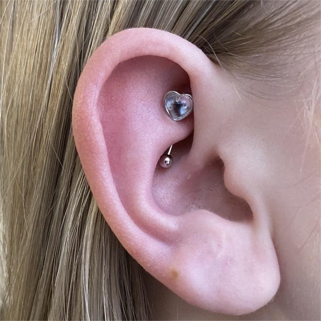 16g Heart Rook Curved Barbell Earring/ Rook Piercing Jewelry/ Rook