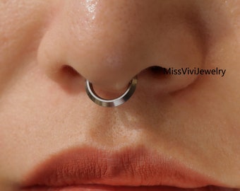 16G F136 Titan Septum Ring Klappsegment / Regular Septum Hoop Hypoallergen / Silber Septum Clicker 8mm / Stahl Daith Ohrring Hoop 10mm