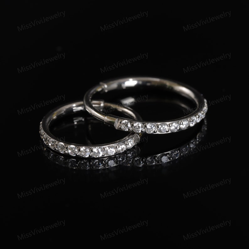 20G implante titanio CZ anillo de nariz / aro de fosa nasal brillante / anillo de nariz minimalista / aro de nariz de plata / joyería perforadora de nariz / aro de anillo de nariz0.8 8/10 mm imagen 7