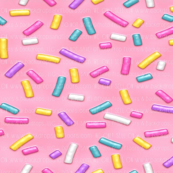 Pink Pastel Ice Cream Sprinkles Photography Backdrop - Summer, Cones, Sundae, Donuts, Icing, two sweet, 2, cake smash, party, birthday, Cold