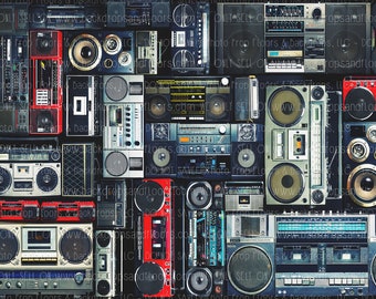 Boom Box Photography Backdrop, Urban Music Wall Photography Background, Hip Hop Studio Shoot, Retro 80s 90s Party or Event Photo Booth