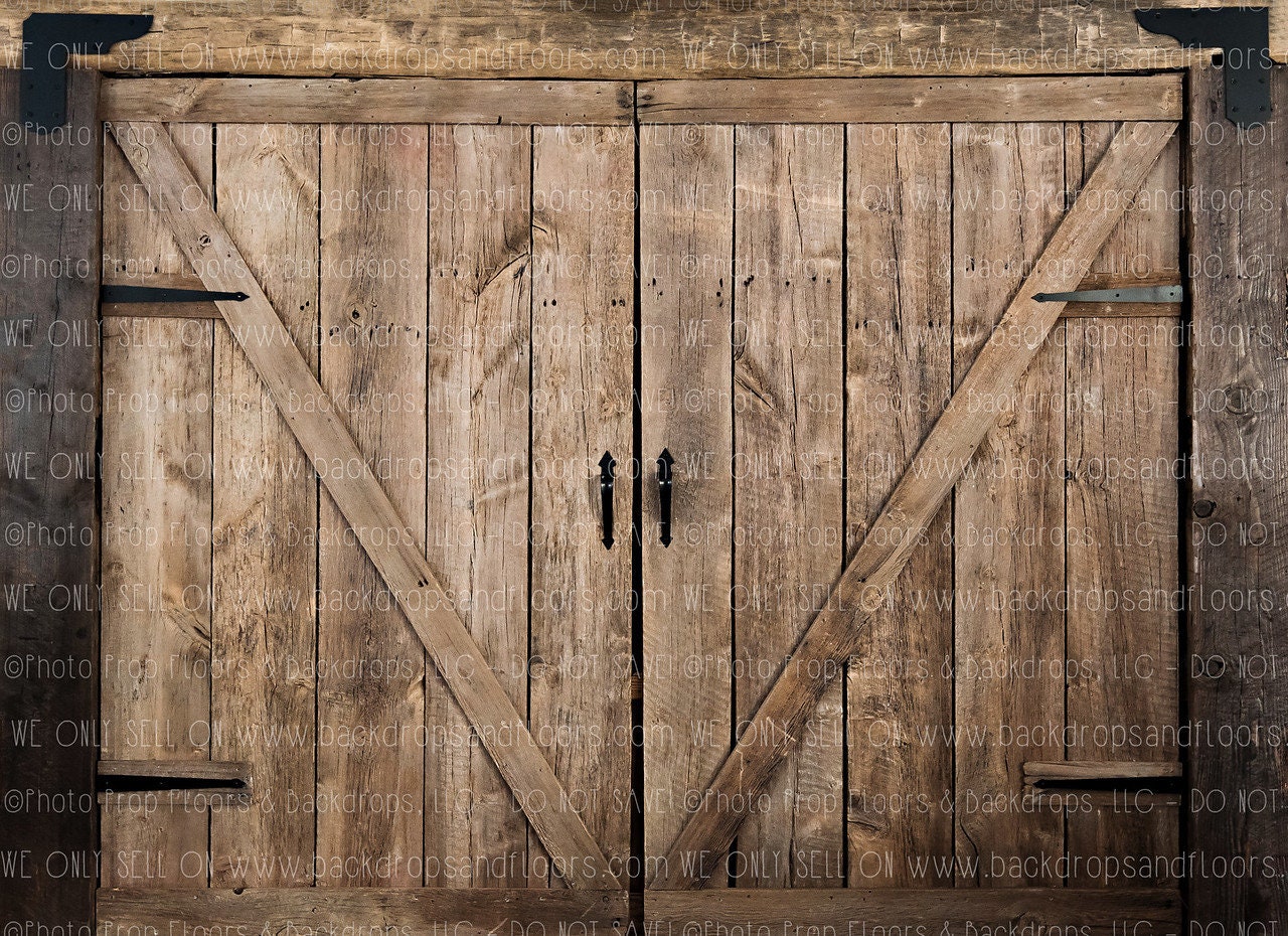 Rustic Distressed Wood Barn Door Photography Backdrop Double Etsy