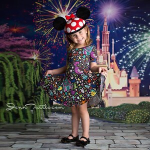 Princess Castle Birthday Backdrop - Cinderella, Belle, Beauty, Fairy Tale, Palace, Party, Cake Smash, Enchanted, Storybook, Royal, Fireworks