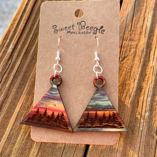 Santa Fe Skies Earrings - Hardwood and Sterling Silver